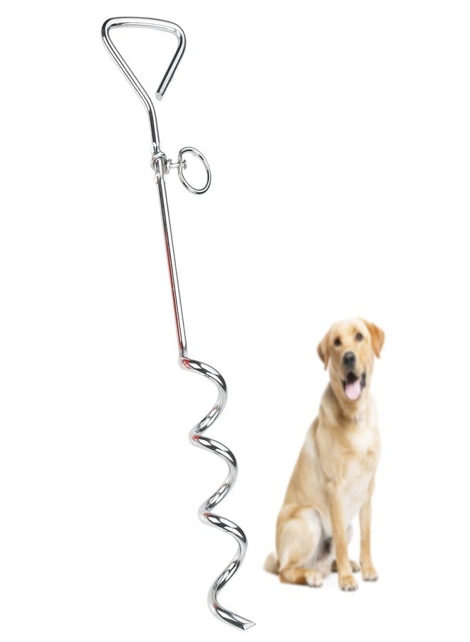 SunGrow Dog Tie Out Leash Stake for Ground, Heavy-Duty Anchor Stake for Leash, 360° Stainless Steel Swivel Ring, In-ground Outside Yard Leash Cable, Dog Yard Stake for Camping & Beach, Outdoor Tether - Image 2